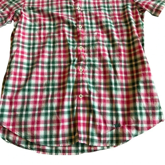 Stone Rose Short Sleeve Button Down Shirt Plaid Embroidered Size Medium 3 Men's - Picture 5 of 12